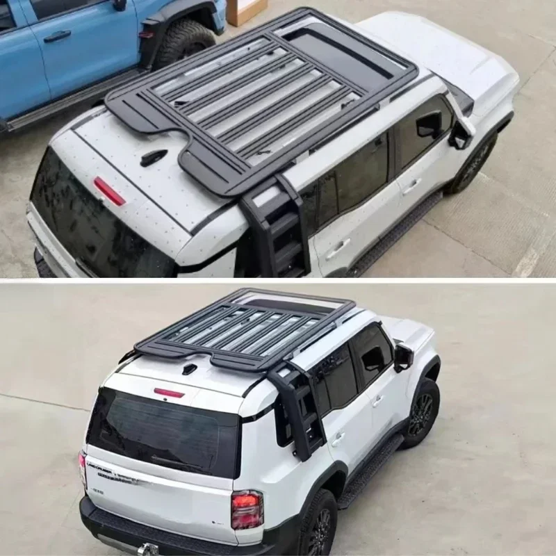 KQX High Quality Aluminum Roof Rack Platform With Foldable Ladder MOLLE Panel Exterior Kit