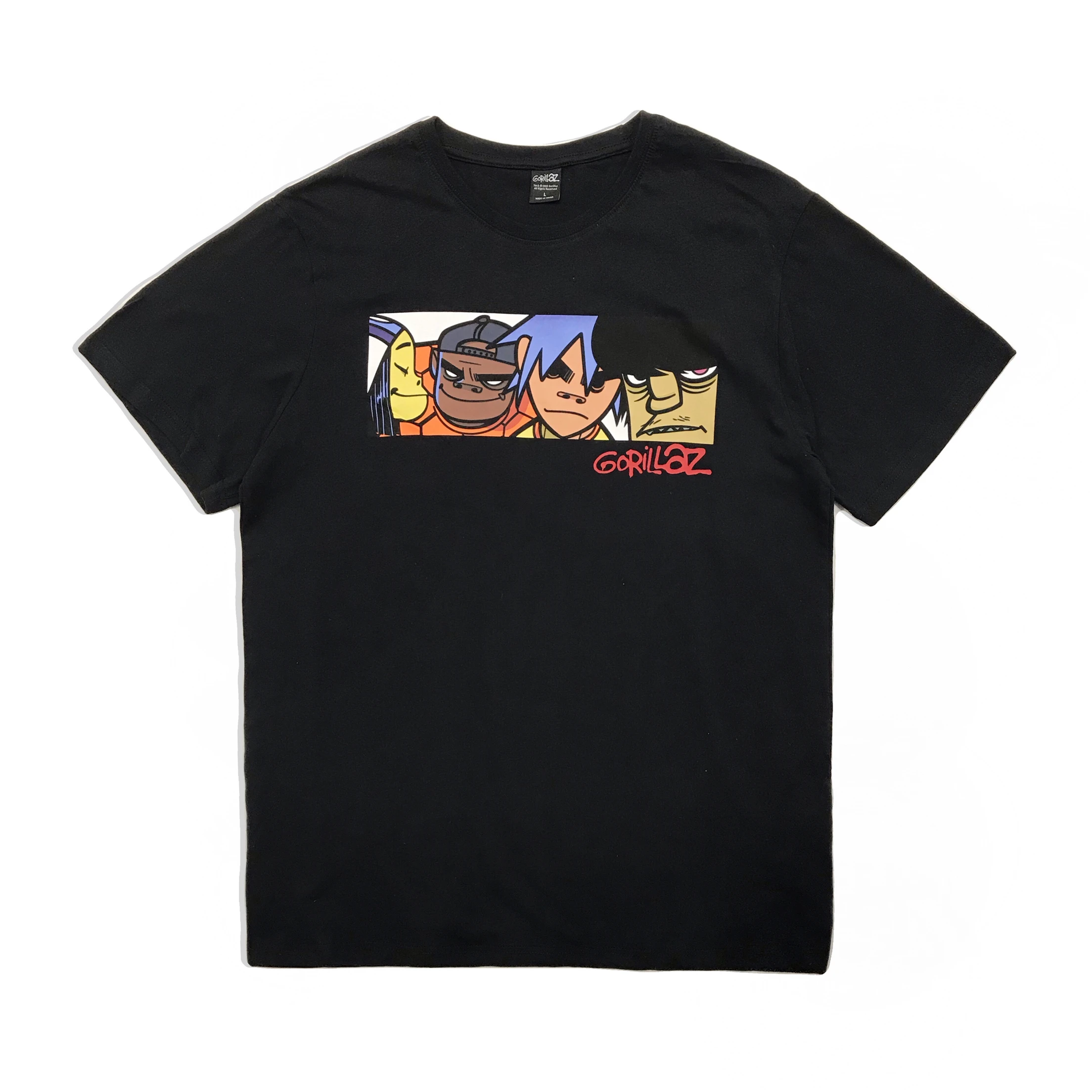 

Европейские и американские мужские и женские футболки с короткими рукавами, свободные и с открытыми плечами, Gorillaz Band Metal Rock Punk