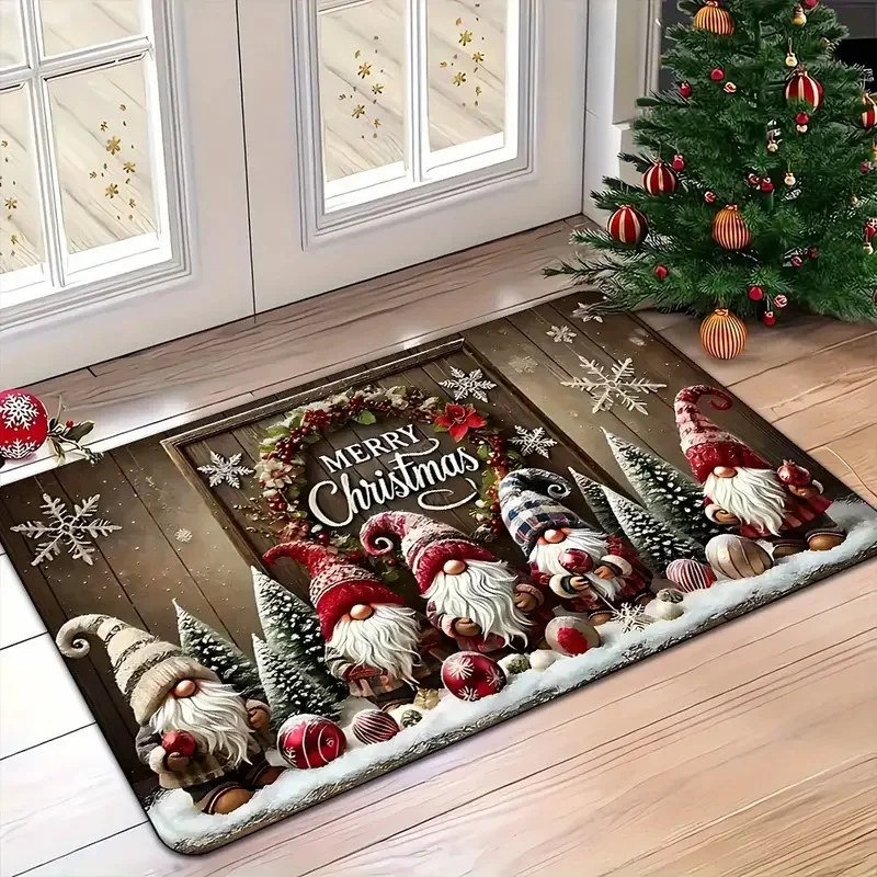 1pc Three Santa Claus Doormats Festive Floor Mat Living Room Rug for Bedroom Welcome Mat Outdoor Rug Christmas Rug