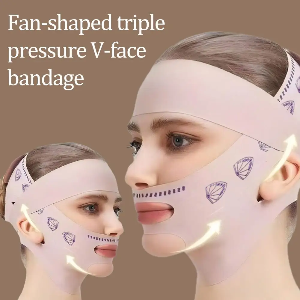 ﻿   Mascarilla de belleza para esculpir la cara, mascarilla para dormir de doble cubierta, cinturón Facial reutilizable, Anti-Agi, vendaje Facial adelgazante en forma T2V2