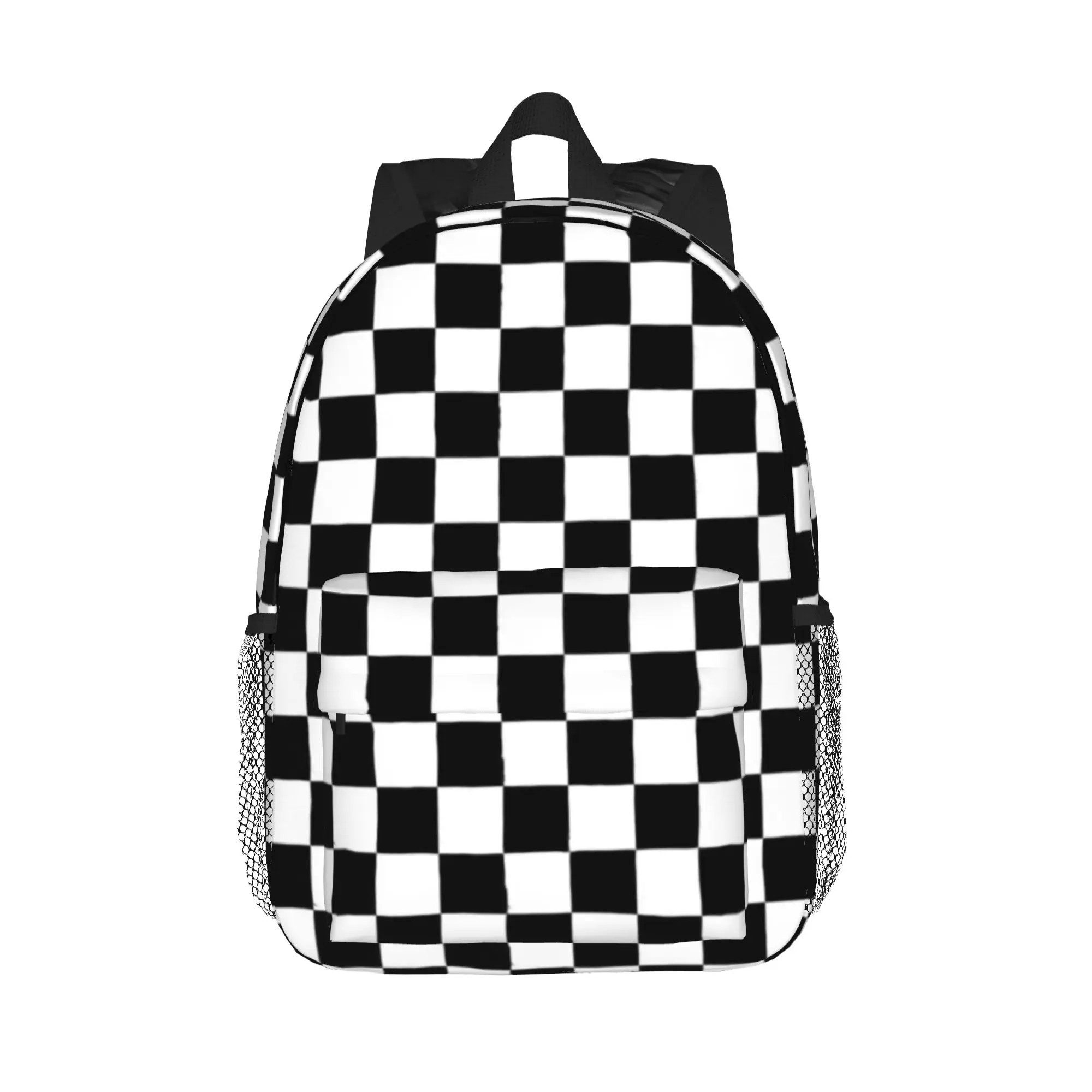 Black And White Checkered Backpack Hot Sale Daypack Large Capacity Boys Girls BookBag Shoulder Bags for Men Women School Bag