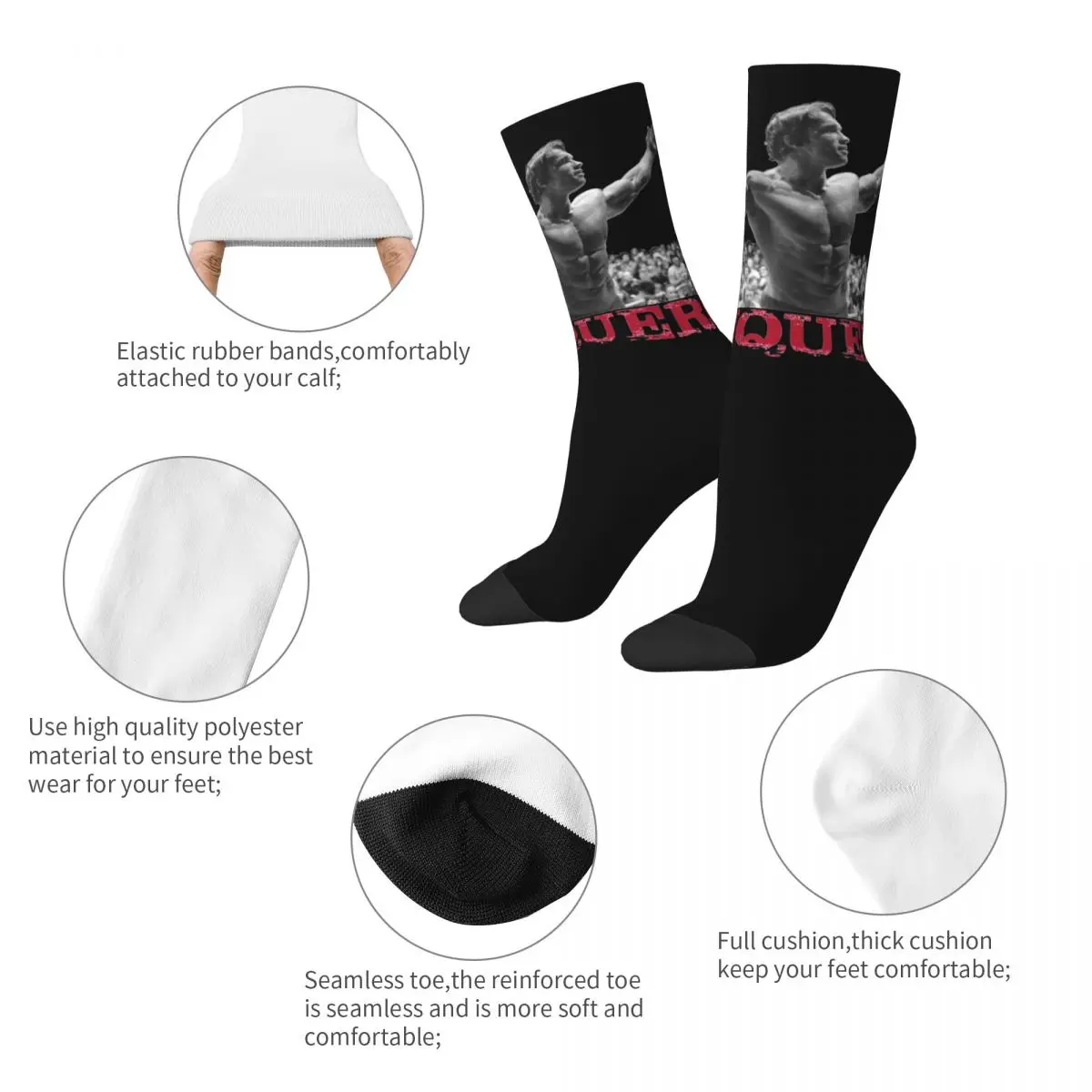 Winter Warm Casual Unisex Arnold Schwarzenegger Conquer Socks Non-slip Basketball Socks