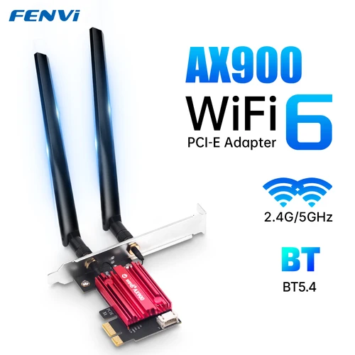 Imagen 1 del producto Adaptador inalámbrico fenvi AX900 WiFi 6 PCI-E, Bluetooth 5,4, doble banda, 2,4G/5GHz, 900Mbps, tarjeta de red WiFi6 para PC de escritorio, Win 10/11