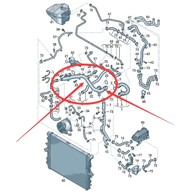 

Резиновая водопроводная труба двигателя автомобиля, труба охлаждающей жидкости, антифриз, жесткая водопроводная труба 06E121045AE для A4 A5 Q7 VW Touareg 3,0T-A14Z