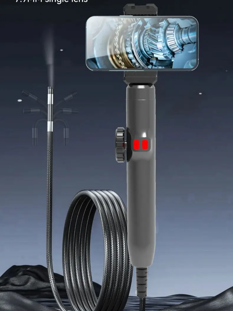 1080P Car Automatic Maintenance Hole Endoscope 6MM 180 Degree Steering Inspection Camera with 8 LED Portable Tools IP67