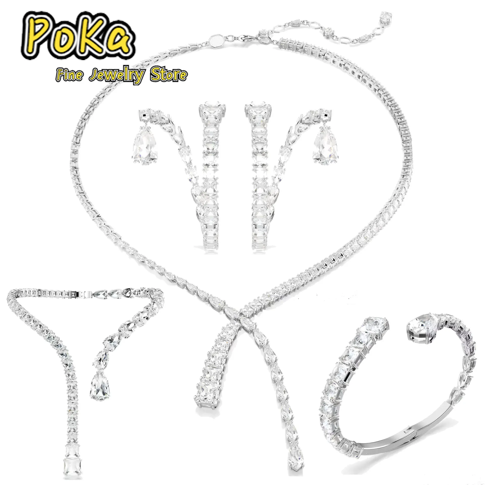 

Y Shape Necklace High Quality Pear Shape Square Open Wide Bracelet Earrings Fine Jewelry Romantic Jewelry Gifts for Women