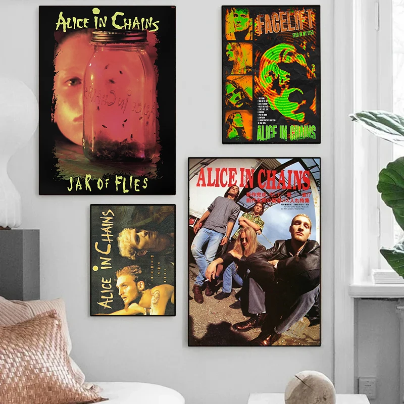 90s Grunge Band A-Alice in Chains Music Aesthetic Retro Poster,Wall Art Printed,Canvas Painting Home Bedroom Decor