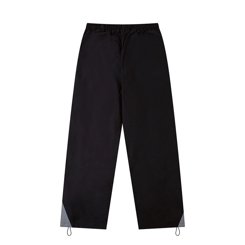 Functional patchwork sportswear casual trousers for men, high street trend design, elastic waist drawstring loose straight pants