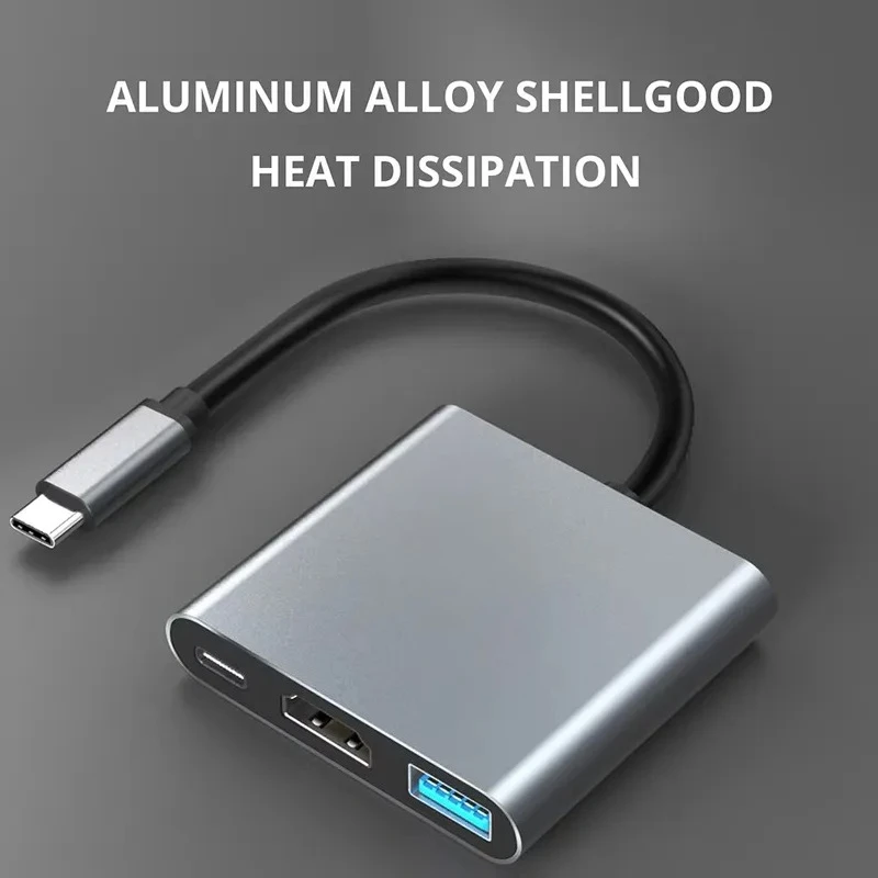 2026BYINTEK CHD001 USB C to Adapter 3 in 1 Docking Station with USB 3.0 Type C Port for Projector Laptop