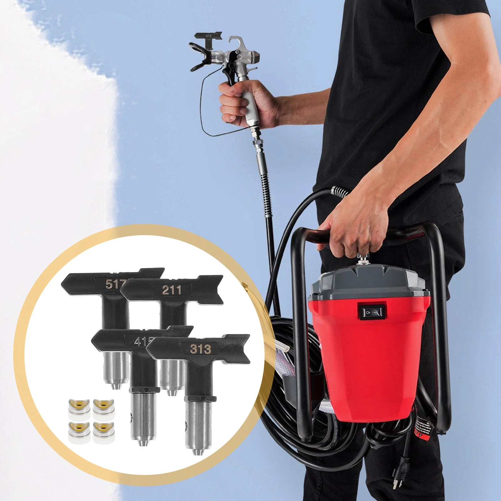 

4Pcs Durable Spray Paint Nozzle Stainless Steel Plastic Rotary Flushing Labor Saving Replacement Home Decor Industrial Fine