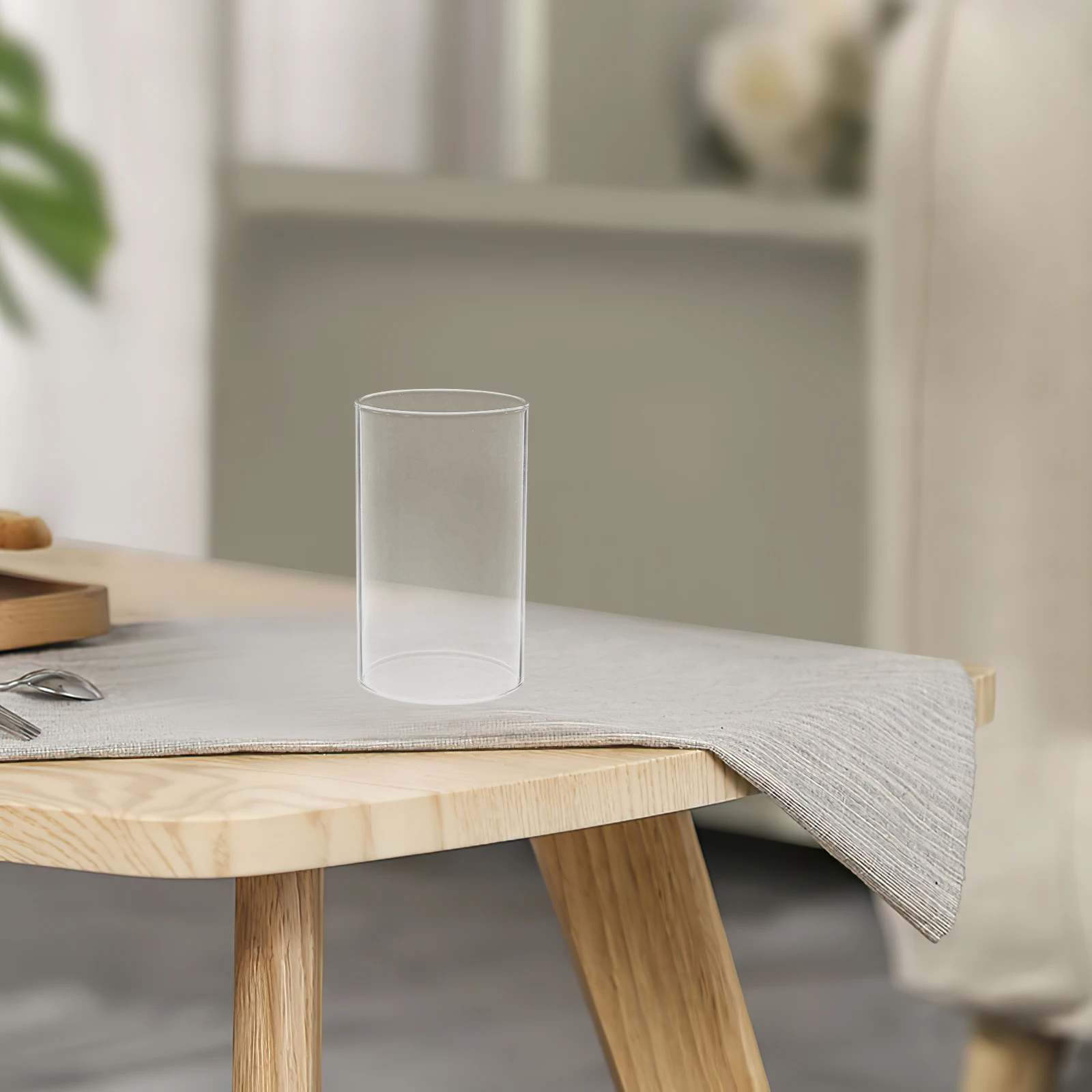 투명 유리 덮개 오픈 플레임 캔들홀더 튜브 쉐이드 실린더 장식용 홀더 필라 캔들용