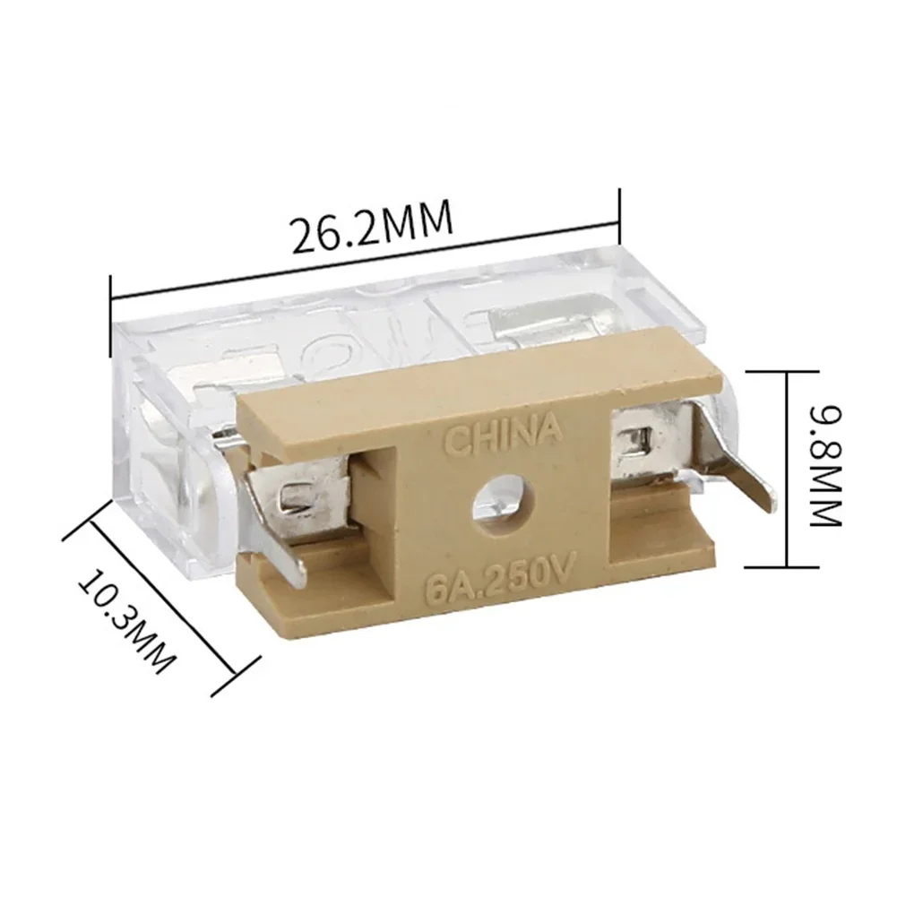20pcs/set Circuit Board Insurance Seat Flame Retardant 5*20 Fuse Holder With Transparent Cover Copper Terminals Solar Accessory