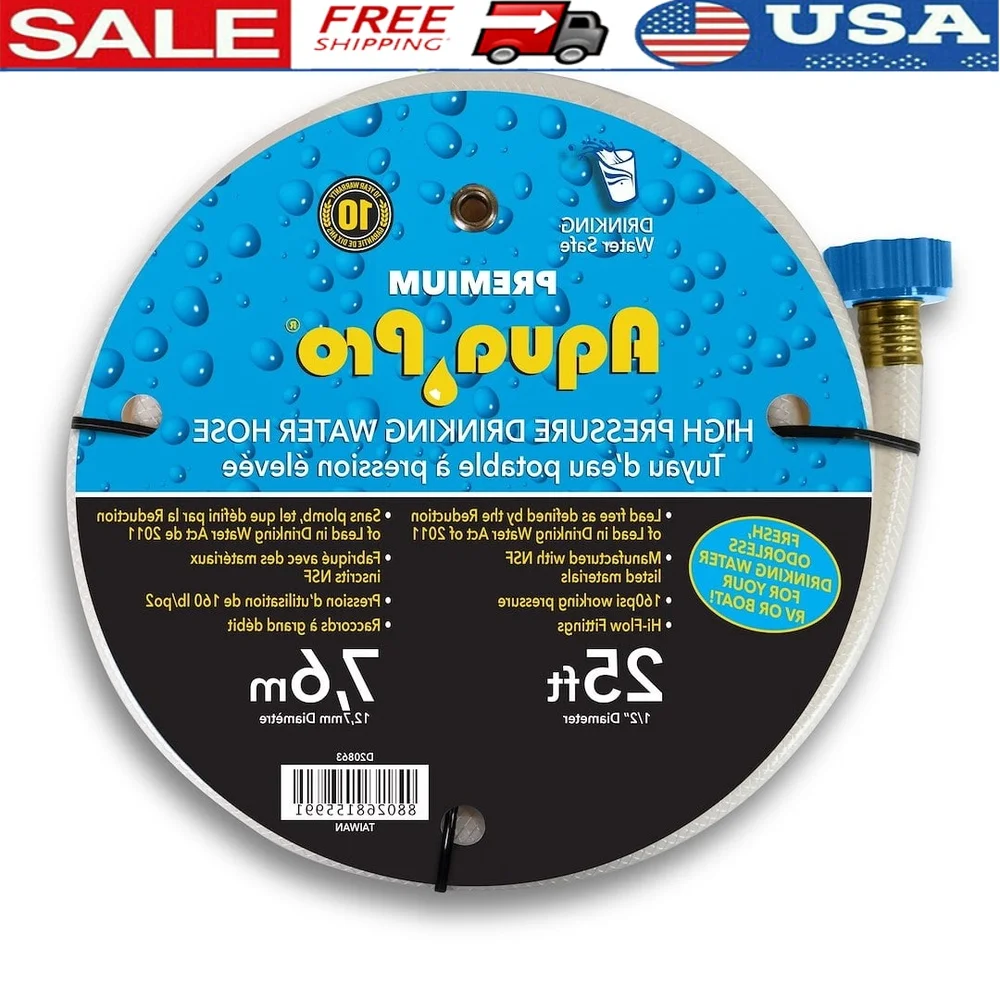 

25ft RV Water Hose Drinking Safe Non-Toxic Lightweight Flexible Freshwater Hose Camping and Outdoor Activities
