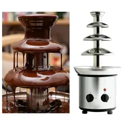 Stainless Steel 1.8kg Capacity Electric Chocolate Fondue Fountain DIY Waterfall 17.7 in Tall for Nacho Cheese BBQ Sauce