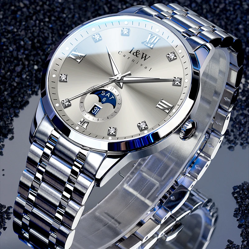 

Мужские механические часы Carnival Brand IW, серия High-end, с механизмом MIYOTA, сапфировым стеклом, водонепроницаемостью 50 м, автоматические.
