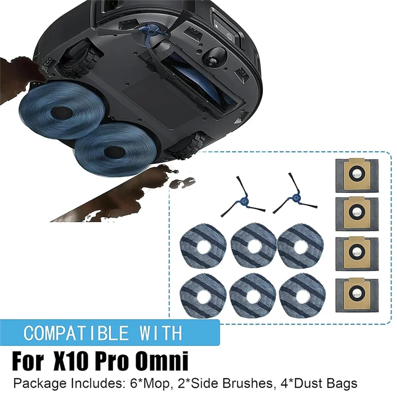 

For Eufy X10 Pro Omni Robot Vacuum Cleaner Side Brush Mop Cloth Dust Bags Spare Parts-AA98