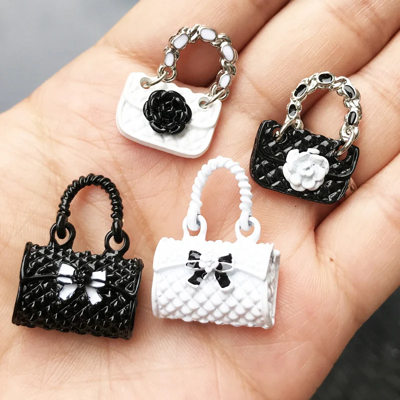 1Pc 1:12 Dollhouse Miniature Metal Handbag Black White Purse Fashion Doll Bag Accessories Modle Scene Decoration Toys Gift
