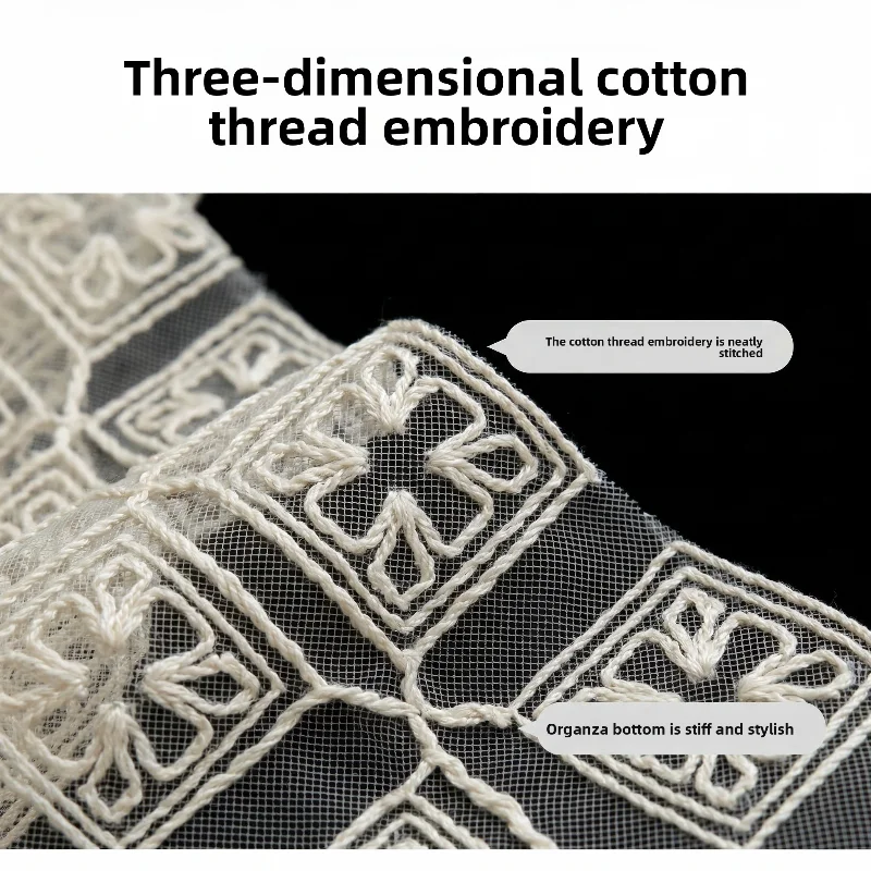 Checkered Embroidery Mesh Fabric for DIY Sewing Handmade Wedding Dress Clothing Fashion Designer Fabrics Material Cloth