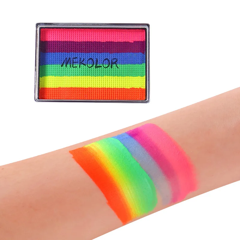 6-Color Water-Based Body Paint Washable Patchwork Face Painting Rainbow Stripe Watercolor Paint Party World Cup Halloween Easter