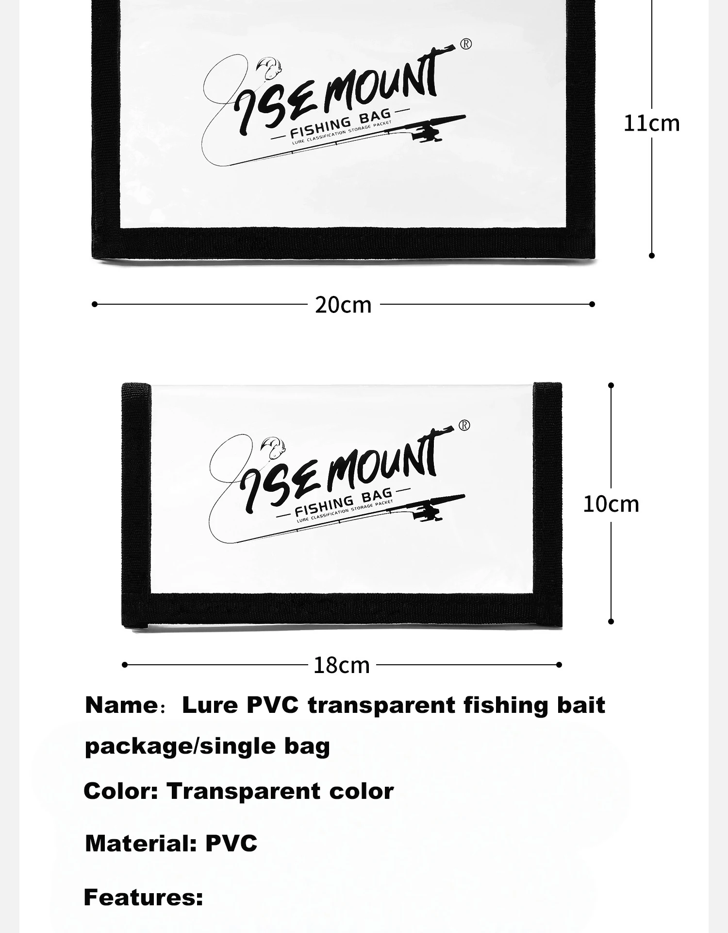 Luya Transparente gefälschte Ködertasche, PVC-Innentasche, geteilte wasserdichte Aufbewahrungstasche, Aufbewahrungstasche für Angeln, Sortierungszubehör – Detail 34