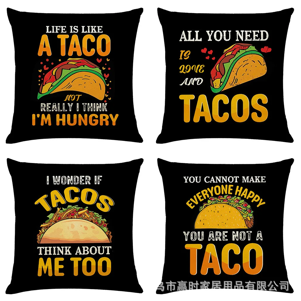 Funny Tacos Pillowcases Hunger Food Pillow Covers Decorative Bedroom Decoration Luxury Funny Boy Girl Kid Gift Room Aesthetics