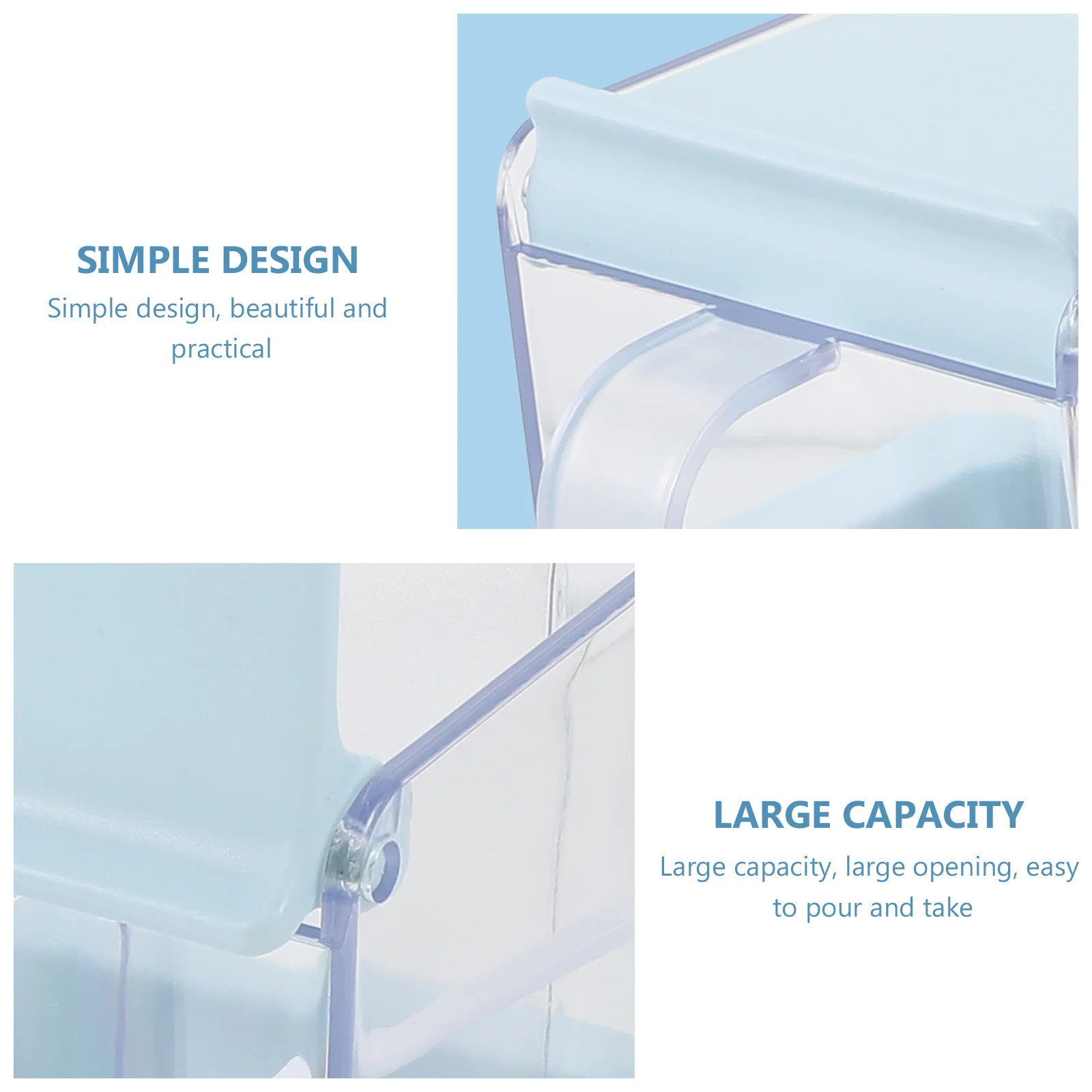 

1Set Blue Square Seasoning Container Seasoning Box Large Opening Spice Storage Organizer for Home Kitchen Salt Pepper