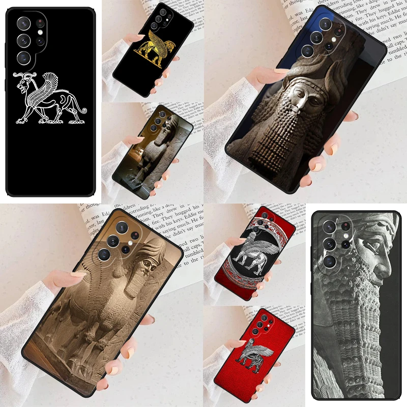 Lamassu Assyrian Winged Lion Phone Case For Samsung Galaxy S24 S23 S22 S21 Ultra S10 Note 10 Pro S20 Plus FE S9 S8 Cover