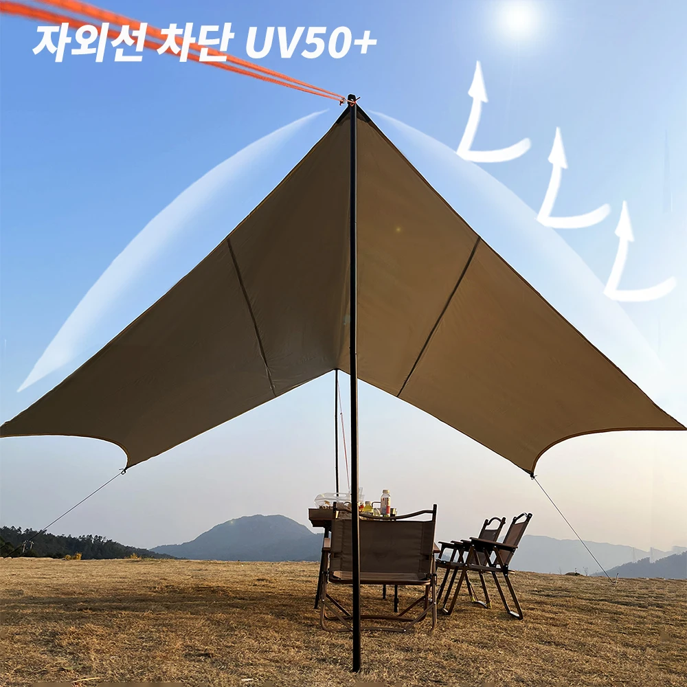 4.5x4.5m Car Awning Sun Shade Canopy Waterproof Camping Tarp SUV Vehicle Side Tent Shelter Outdoor Portable Beach Shade Hexagon view 3