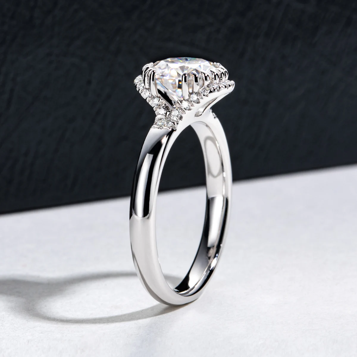 AliMoss 2ct D اللون مويسانيتي خاتم الخطوبة 14k مطلية بالذهب العصابات الزفاف هالة وعد خواتم للنساء هدايا مجوهرات