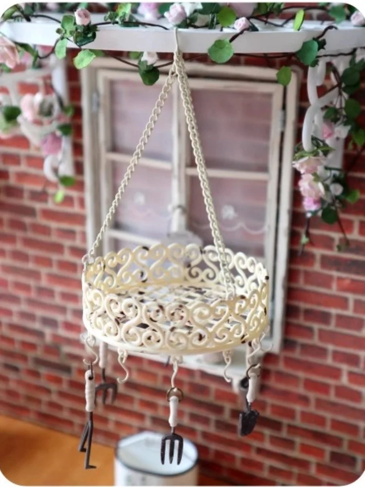 1/6 DollHouse Model Furniture Accessories Garden Flower Hanging Basket Bjd Ob11 Gsc Blyth Soldier Lol Doll Room Decor Photo Prop