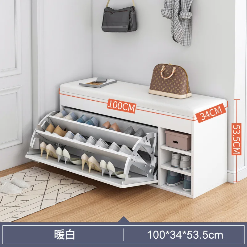 Leather Shoes Cupboards Furniture Simple Entrance Ultra Thin Flip Shoe Rack for Hallway Large Capacity Storage Hallway Bench