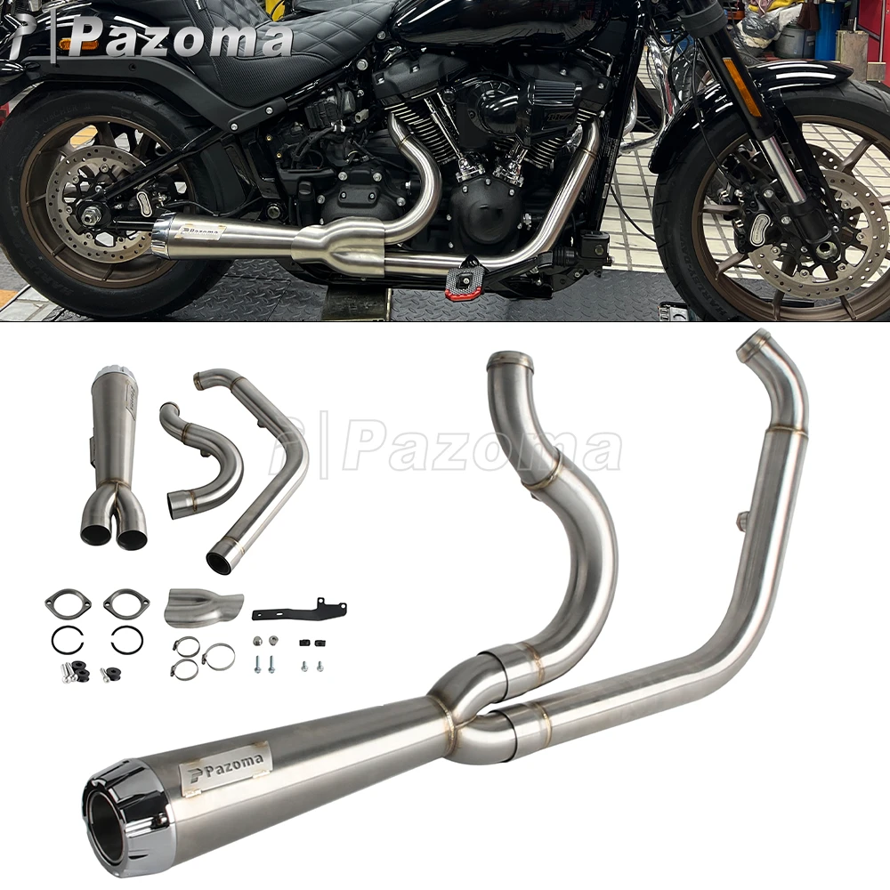 PAZOMA 2-into-1 Full Systems Exhaust Motorcycle Complete Muffler For Harley Softail Low Rider Street Bob Standard FXST 2018-2025