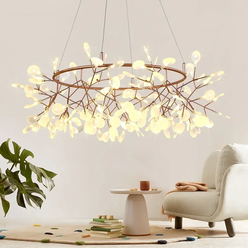 Ceiling Chandelier Nordic Hanging Living Room Chandelier Modern Kitchen Firefly Lamp Round Chandelier Lighting