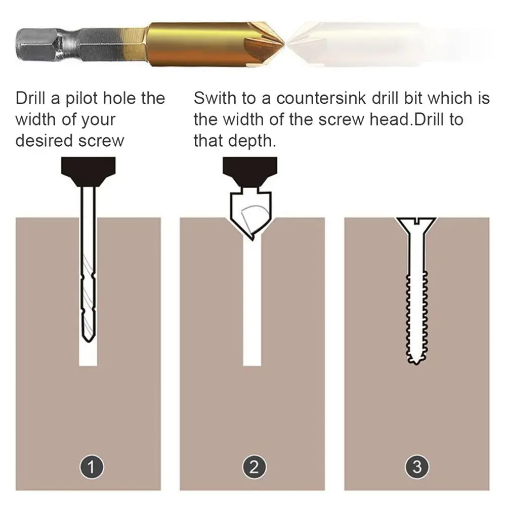 Multifunctional Opener 6mm-19mm HSS Boring Drill Bit 90 Degree Counter Sink Drill Bit Wood Chamfering Cutter Hex Shank Chamfer