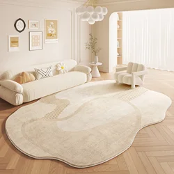 Minimalist Cream Style Carpets for Living Room Irregular Bedroom Decor Plush Carpet Fluffy Soft Leisure Rug Home Thick Floor Mat