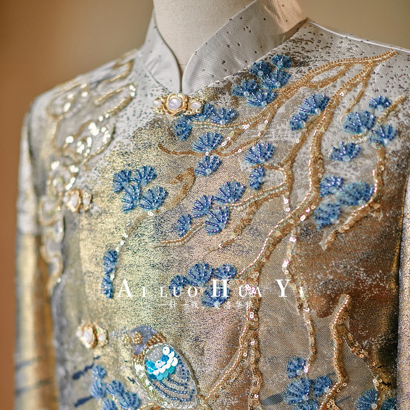 فساتين زفاف أنيقة للرجال على الطراز الصيني مقاس كبير سترة تانغ كيمونو ذهبي للرجال وصل حديثًا #5