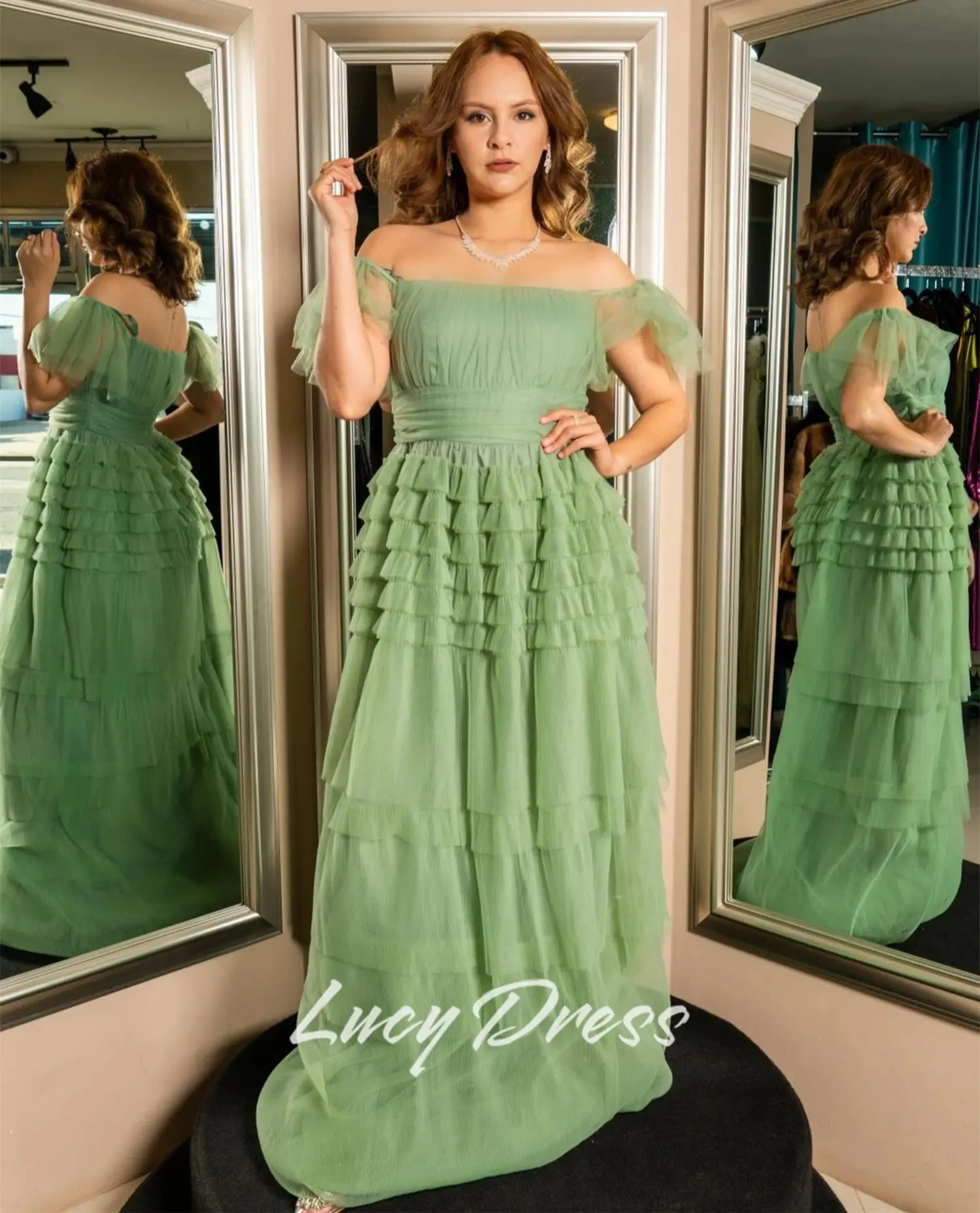 Lucy Aangepaste Afstudeerjurk Damesjurken voor speciale gelegenheden Groene baljurken Bruiloftsjurk Sharon Happy Dresses