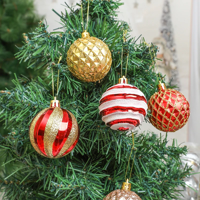 6Pcs 6CM Christmas Balls Decoration Xmas Tree Hanging Baubles Ball Ornaments Pendants Home Party Christmas Tree Decor New Year