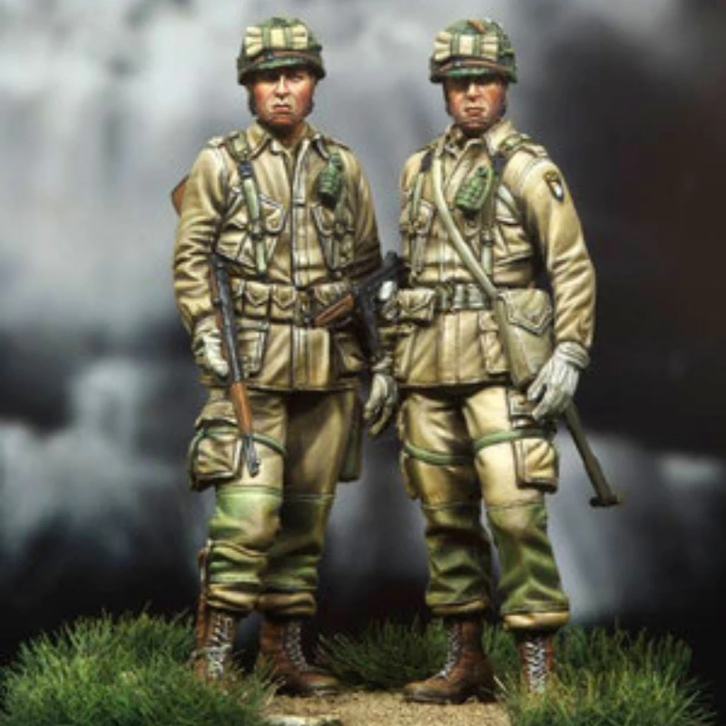 1/35 Scale Resin Figure Model Kit  Scene US Army 101 Airborne Division Airborne Soldiers 2 People  Unpainted Unassembled DIY Toy