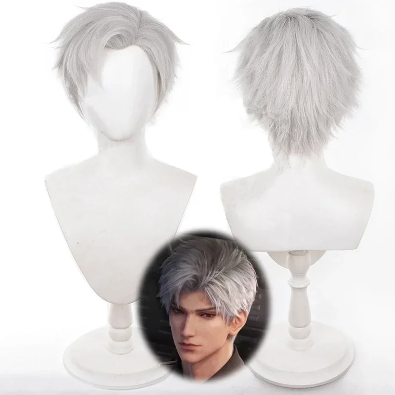 

Game Love and Deepspace Sylus Cosplay Wig Adult Unisex Heat Resistant Synthetic Short Grey Hair Halloween Prop Accessories