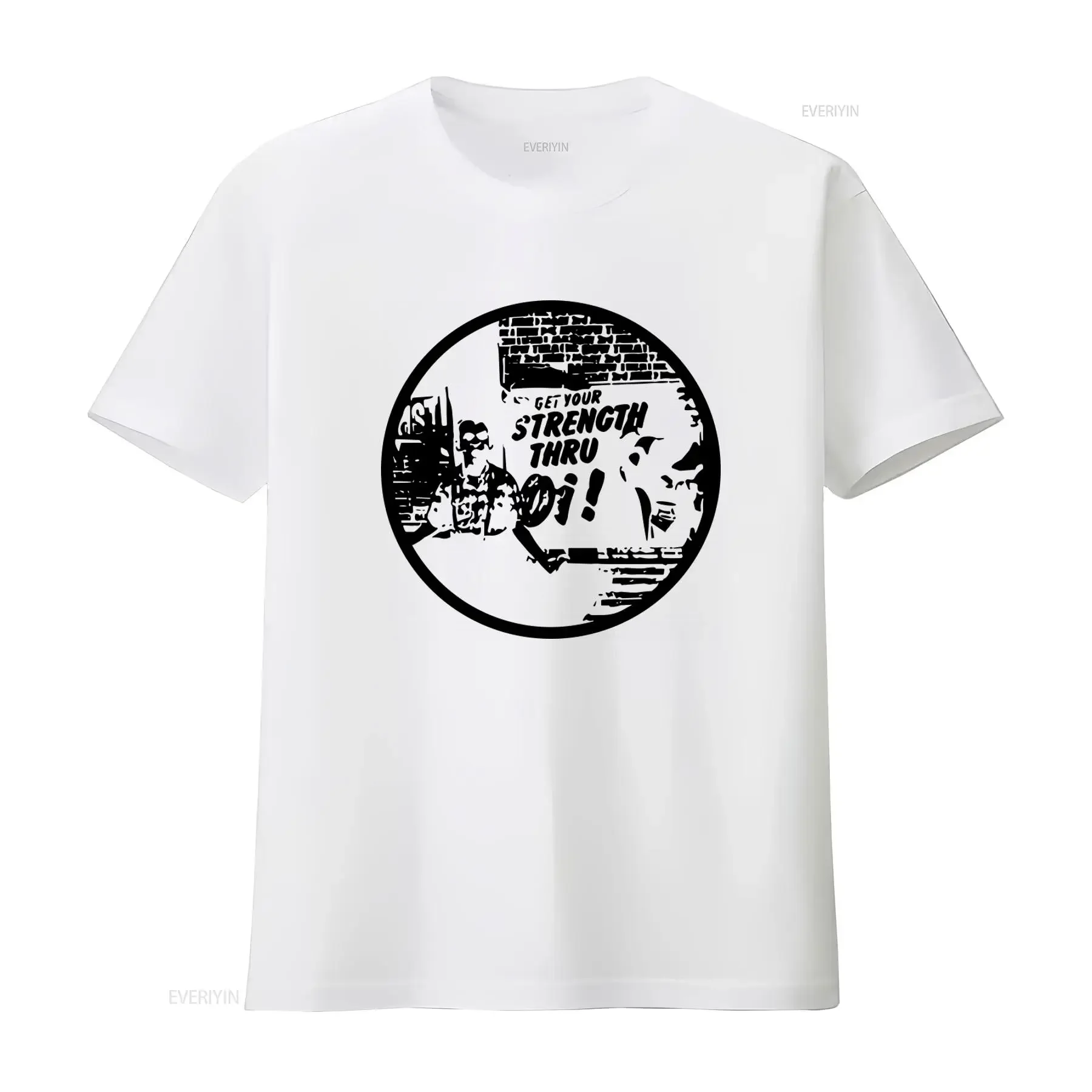 Vintage Strength Thru Oi Skinhead Punk Hardcore T Shirt Retro Ska Clothing with Bold Print vintage Washed Top For Everyday Wear