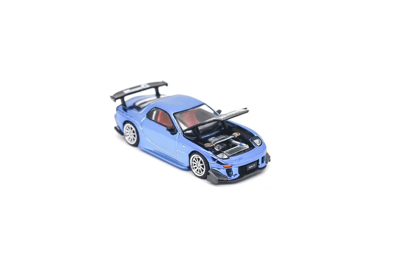 Xcartoys x POP RACE 1:64 RX-7 레이 아메미야 와이드바디 크롬 블루 다이캐스트 모델카