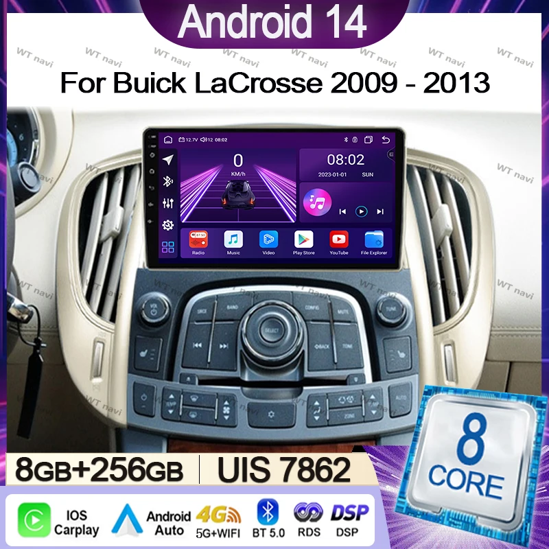 

Car Radio For Buick LaCrosse 2009 - 2013 Multimedia Video Player Navigation Stereo GPS Android 14 wireless Carplay Android Auto