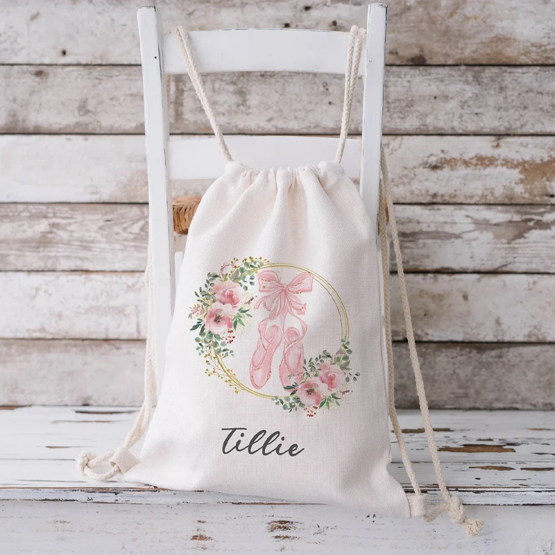 Personalisierter Ballett-Rucksack mit Kordelzug, individuelle Ballett-Tanzschuhe, Geschenktüten für Mädchen, Weihnachten, Geburtstag, Geschenke für den Schulanfang – Detail 8