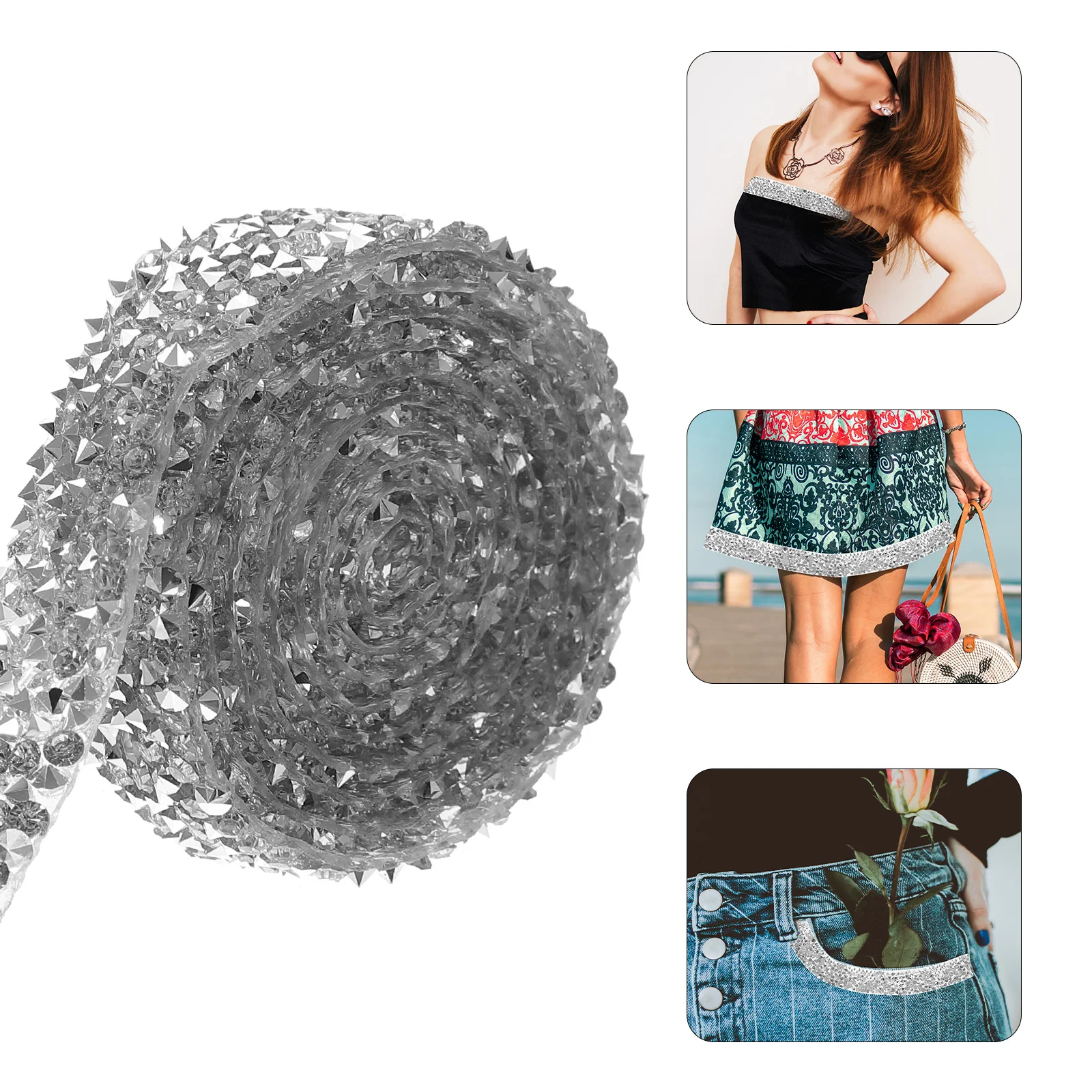 

Rhinestone Trim Applique Chain Heat Transfer Diy Craft For Clothes Wedding Party Decor Crystal Bead Accessory