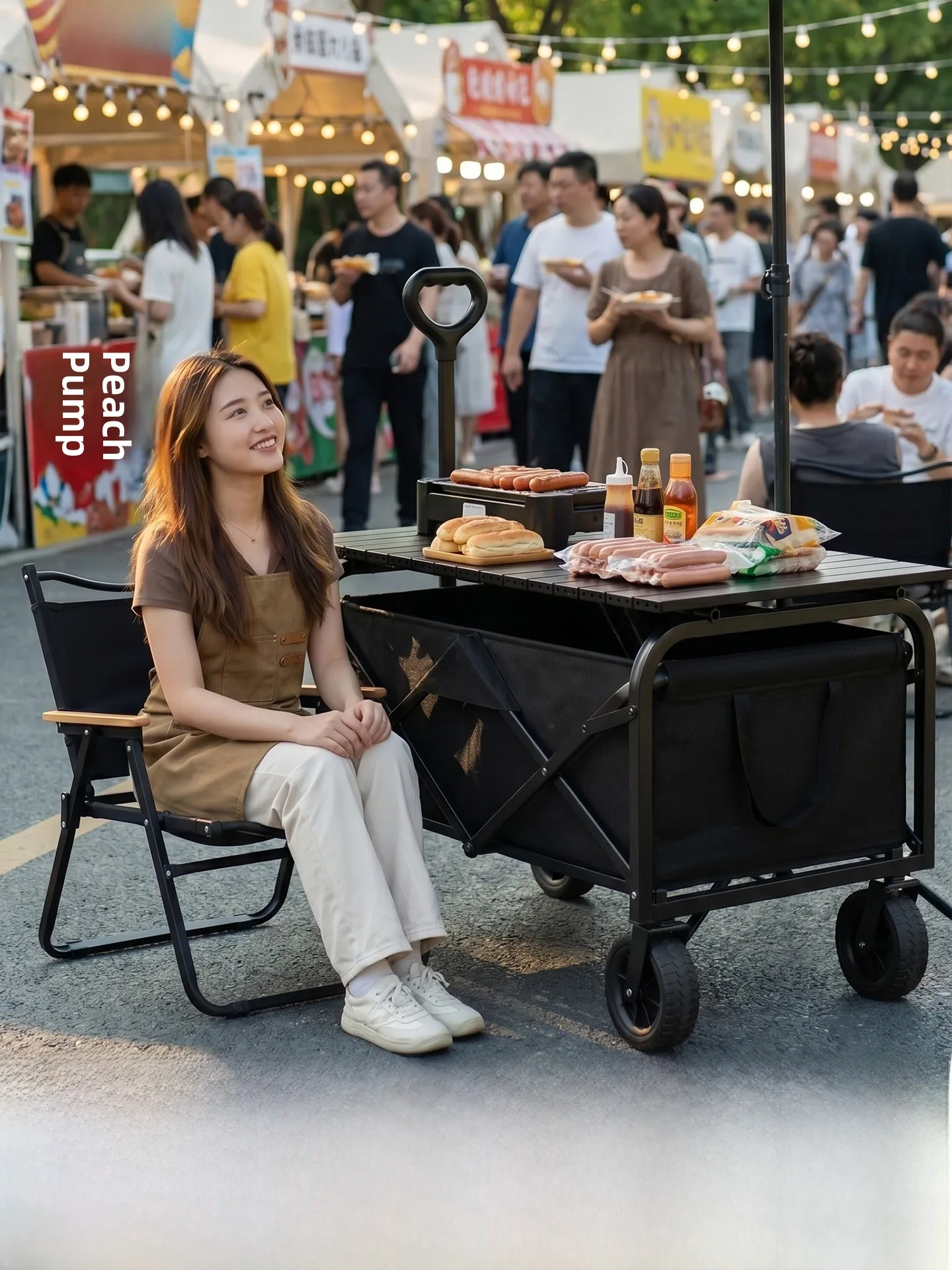 large-camping-car-lemon-tea-stall-gathering-portable-shopping-cart-foldable-oxford-cloth-material-picnic-cart-stall-car