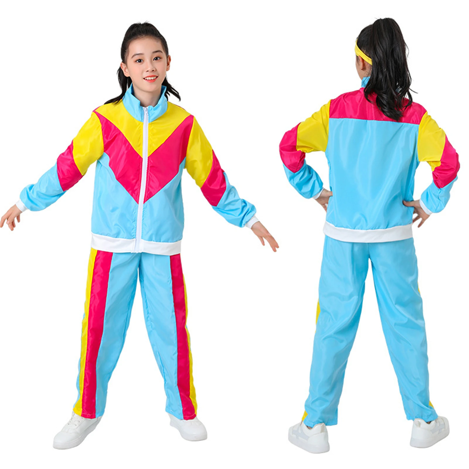 أطفال بنات بنين بنين 80s رياضية أطفال الهيب هوب زي أعلى السراويل مجموعات الزي الرجعية الرقص رياضية