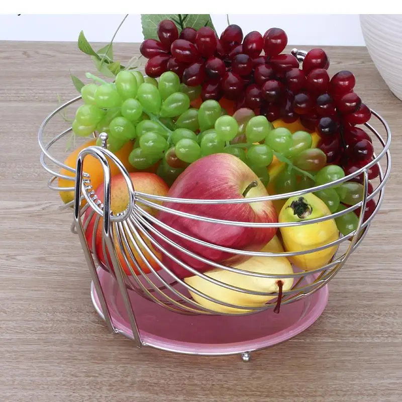 Stainless Steel Fruit Basket European Tray Storage Bowl Rack Living Room Home Decoration Accessories