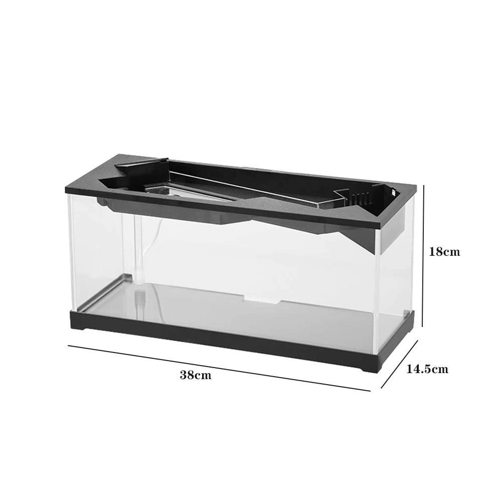 خزان الأسماك الصغيرة حوض السمك المدمج في مضخة مياه خفيفة غطاء واضح نظام الدورة البيئية الاكريليك خزان الأسماك مستطيلة