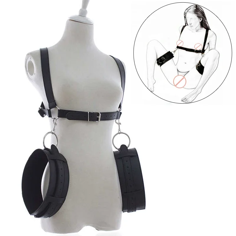 BDSM Adjustable Thigh Restraint Straps Sling Leg Bondage Harness with Wrist Cuffs Couple Slave FetishSex Position Aid Adult Toys